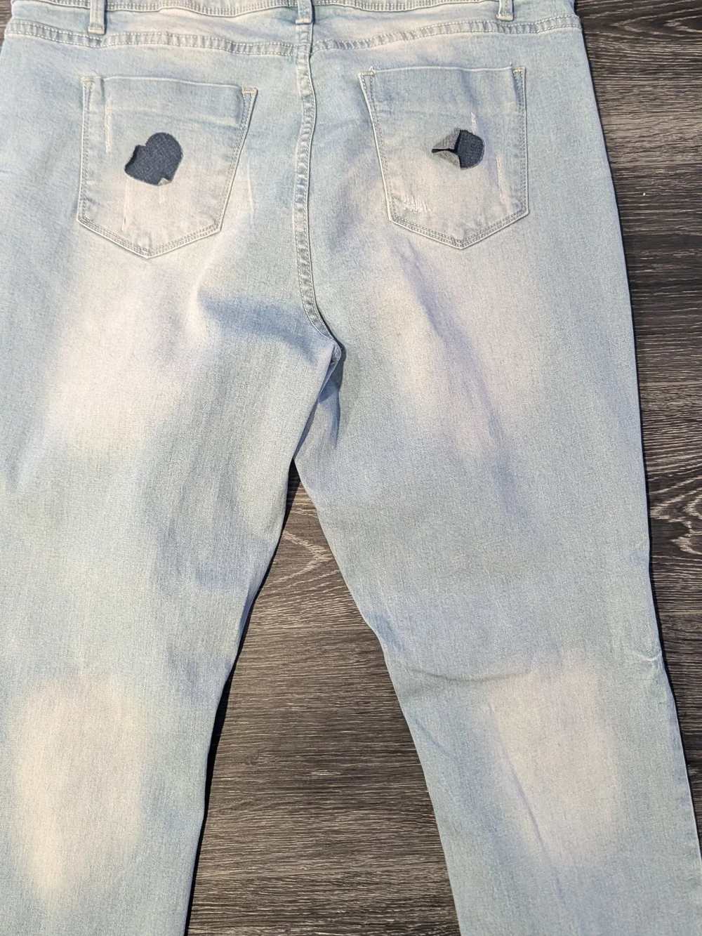 Blue Light-Wash Jeans with Heart & Star Patches